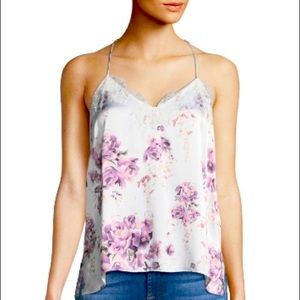 Cami NYC floral silk lace trim cami size large